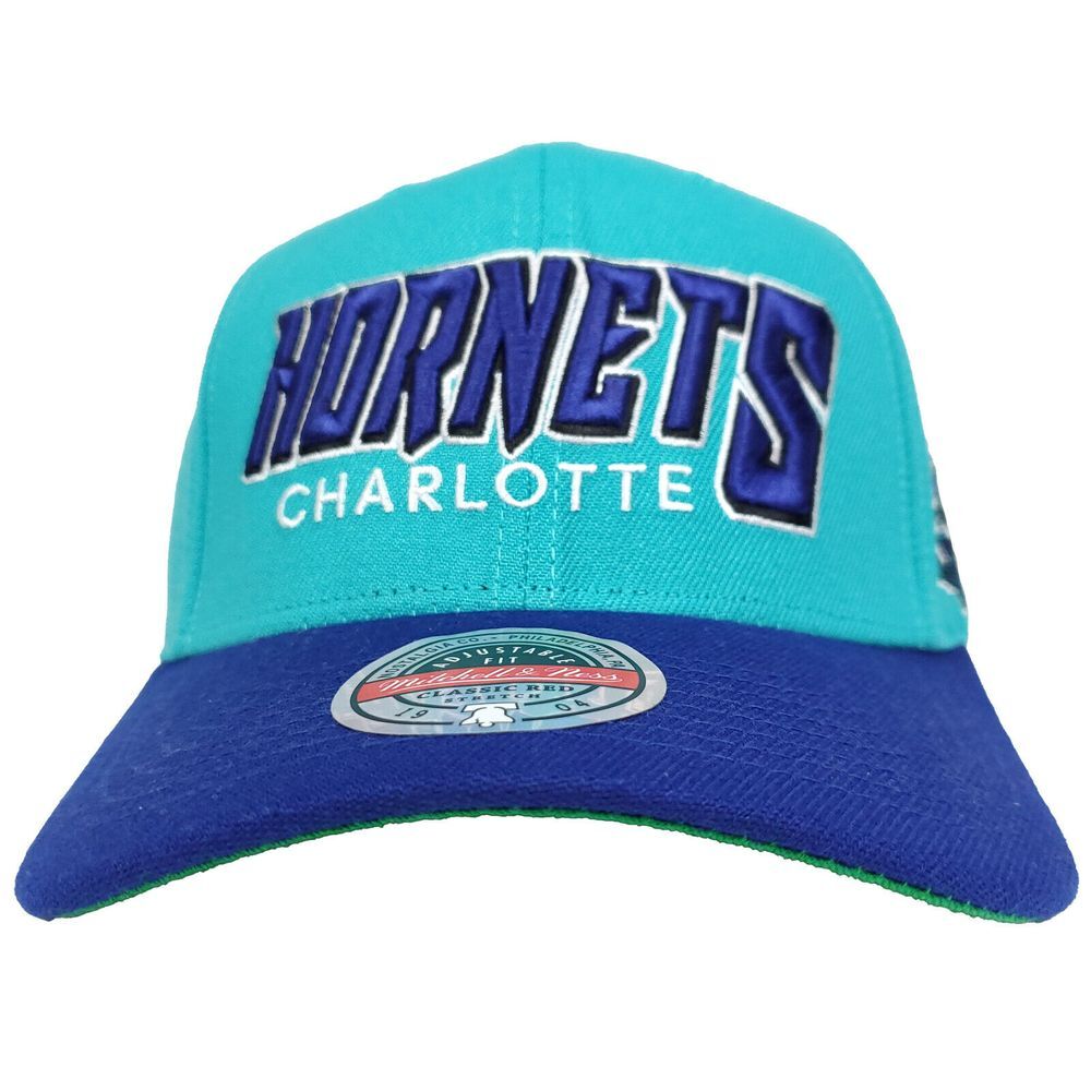 Charlotte Hornets Mitchell & Ness NBA Redline Snapback‎ Hat Cap 3D Logo Teal NWT